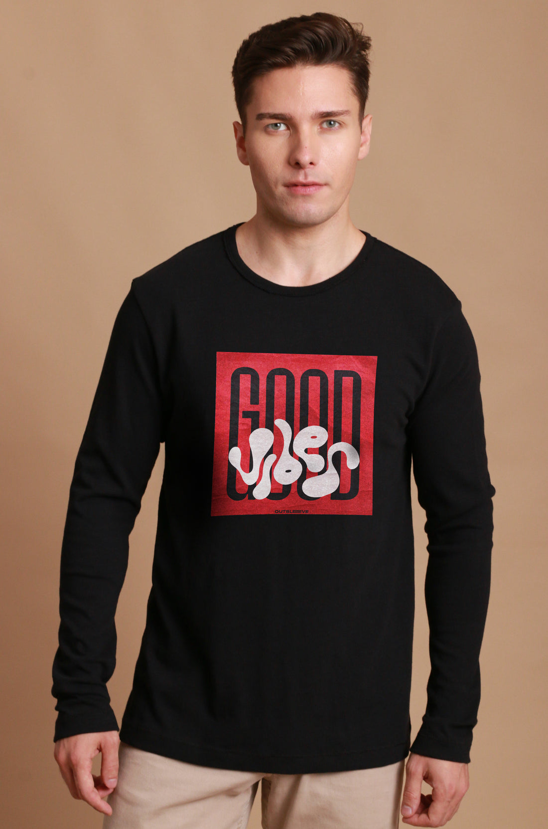 Men’s Long Sleeve Graphic Tee –  Black