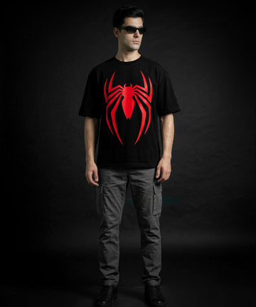 Unisex Spider-Man Inspired Oversized Tee Black