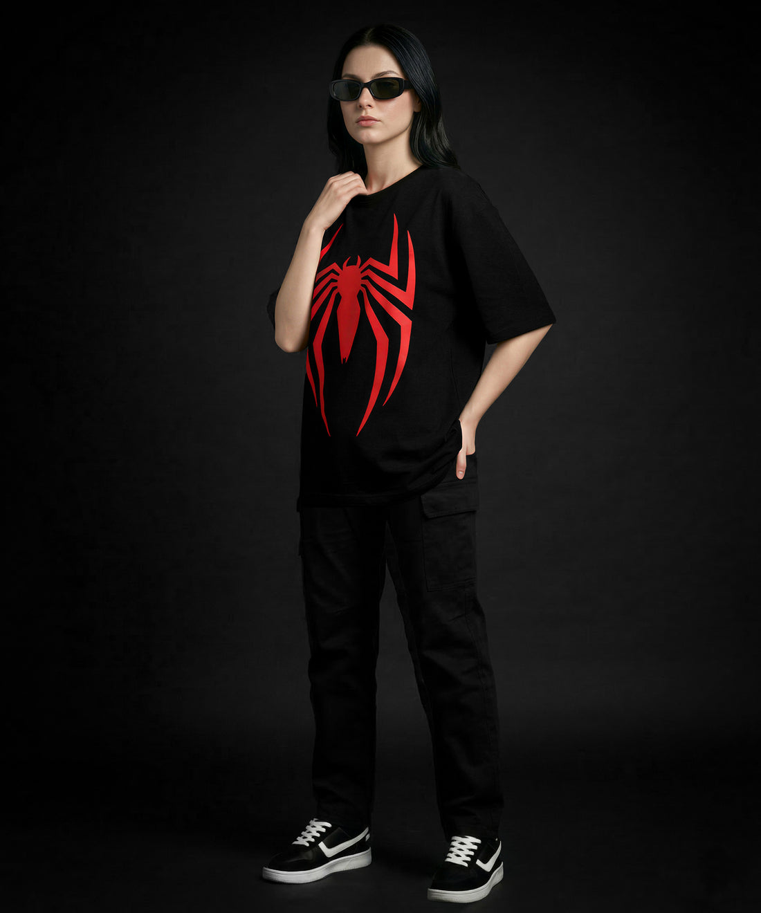 Unisex Spider-Man Inspired Oversized Tee Black